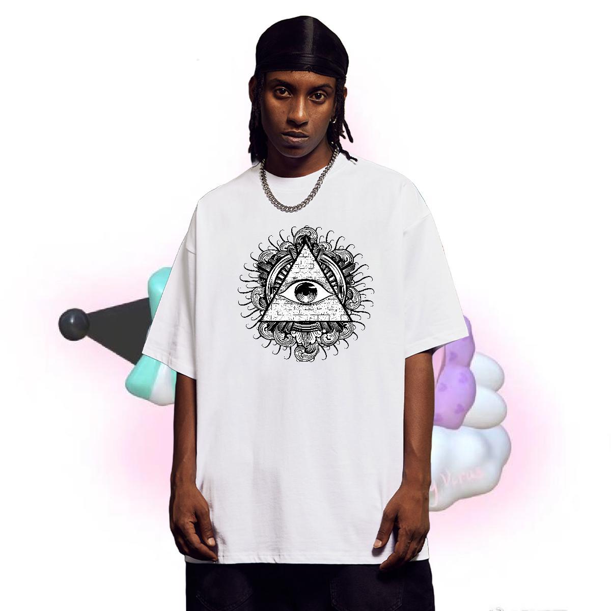 Brand T shirt eye of the devil Clothes 230g 100% Cotton Outdoor Wholesale Oversized 3XL 4XL Breathable Short Sleeve Couples T Shirts