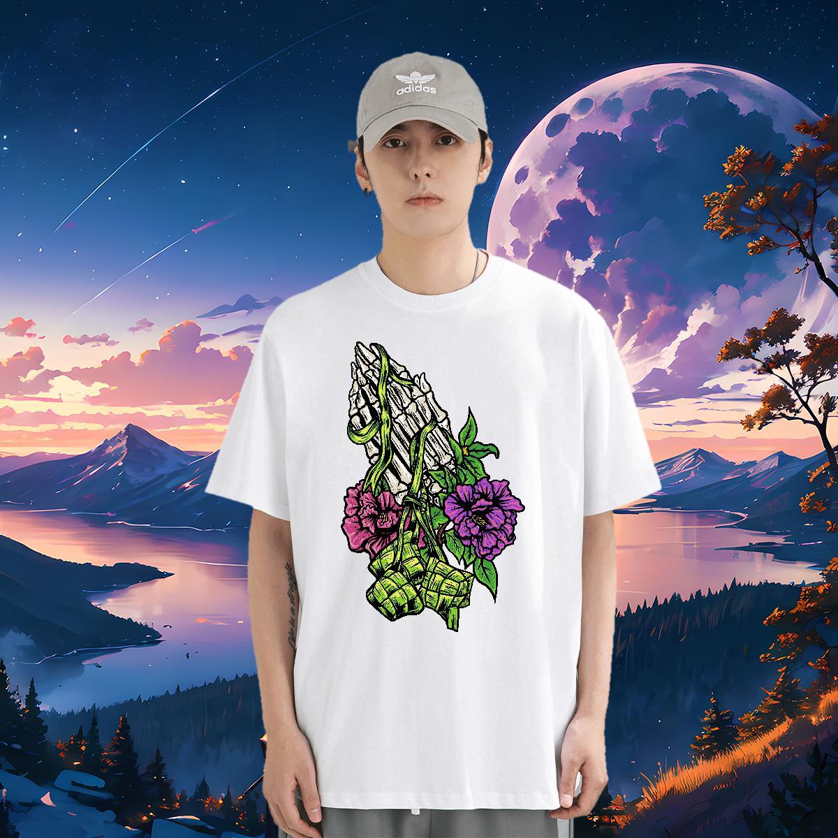 Brand T Shirts Men skull Top Tees 100% Cotton 230g Street Casual Classic Asian Size Short Sleeve Soft Couples T Shirts