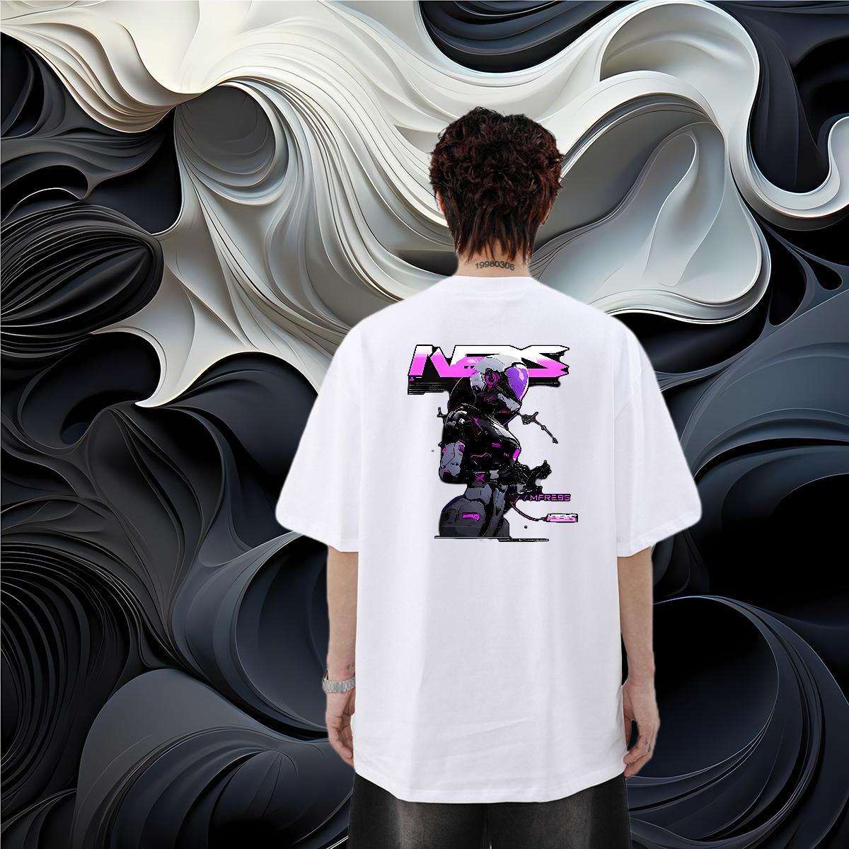 Classic Men T Shirts robot Wear 230g Cotton High Street Hip Hop Unisex Skull Breathable Men Tops Tees