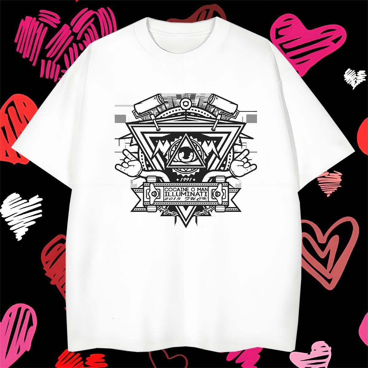 New Designer Men T Shirts eye of the devil Top Tees 230g Pure Cotton Sports Casual Cool Design Customized Breathable Short Sleeve Tshirt for Man Woman