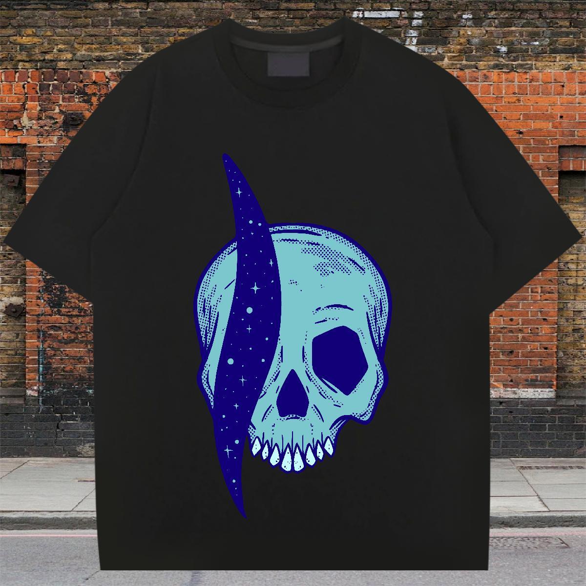 Wholesale T Shirt For Man skull Wear 230g Cotton Casual Daily Wear Cool Anime Breathable Short Sleeve Men Tees