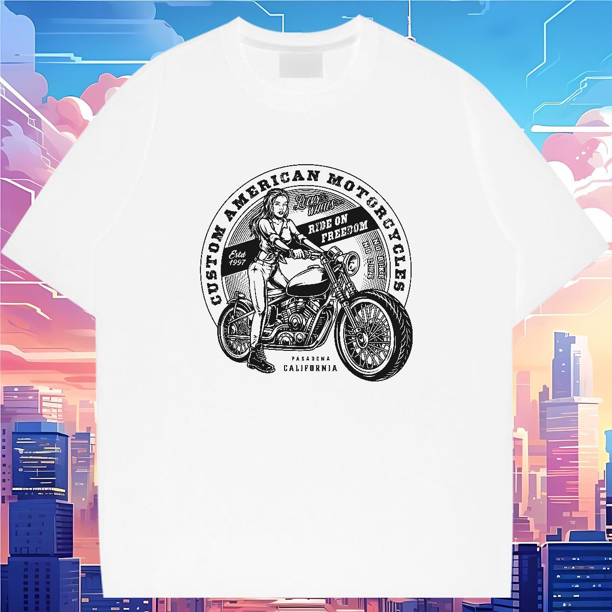 2024 New T-Shirts for Men Motorcycle Clothings 230g Cotton Sport Soft DIY Anime Short Sleeve O-Neck Couples T Shirts