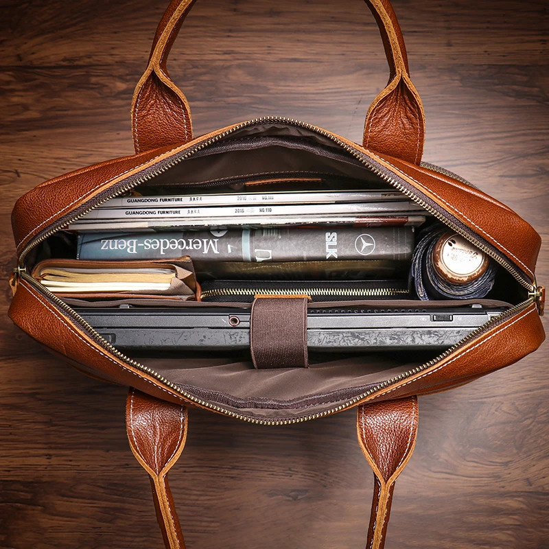 ROOG Mens High Quality Handbag Vintage Genuine Leather Executive Briefcase Traveg Business Computer Bags For 16 Inch Laptop dh2931047