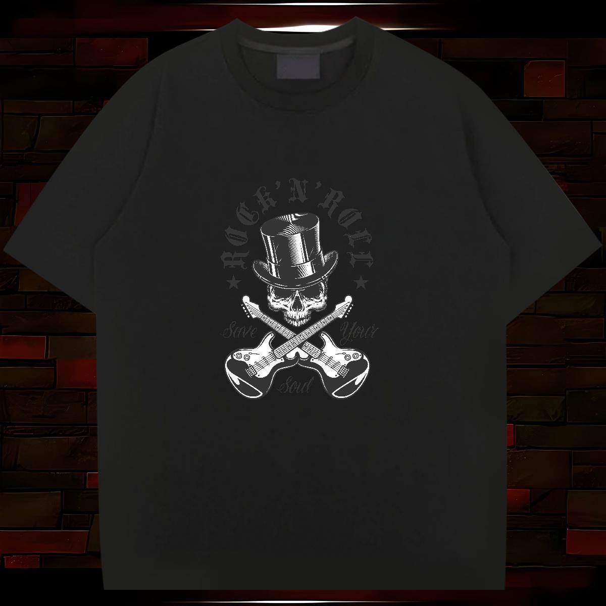 2024 DIY Man T Shirts skull Clothes 230g Pure Cotton Hip Hop Comfortable Asian Size Breathable Crew Neck Couples T Shirts