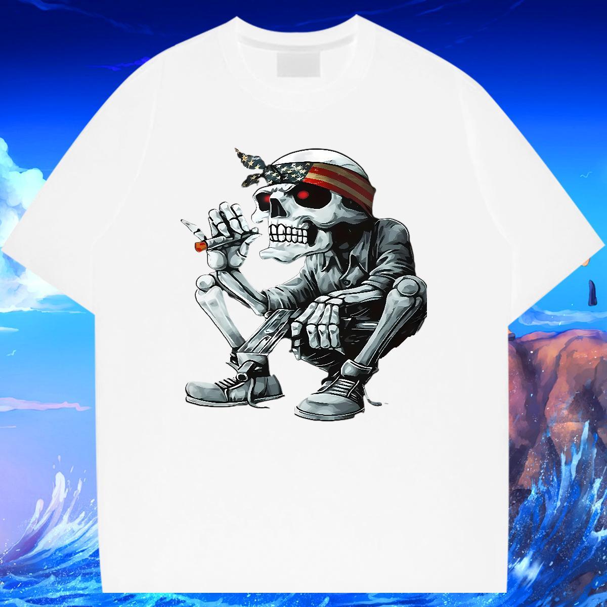 Customized T-Shirts for Men skull Tops Tees 100% Cotton 230g Street Casual Cool Design Custom Printing Breathable Crew Neck Men Tees