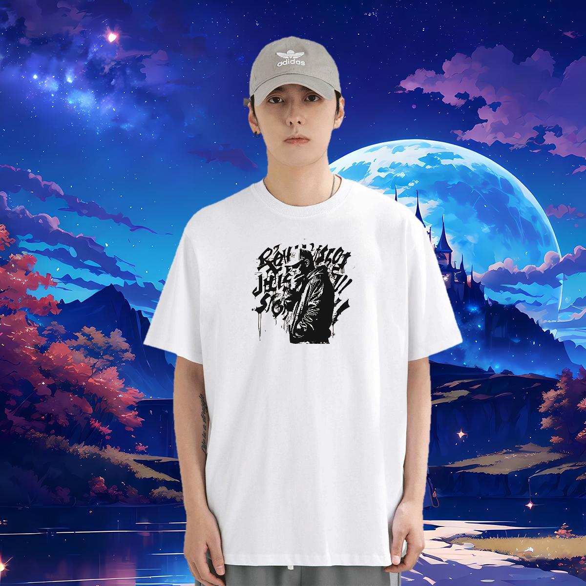 New Arrival T-Shirts character Tops 230g Pure Cotton Casual Daily Wear Wholesale Floral Print Crew Neck Breathable Mens Tshirts
