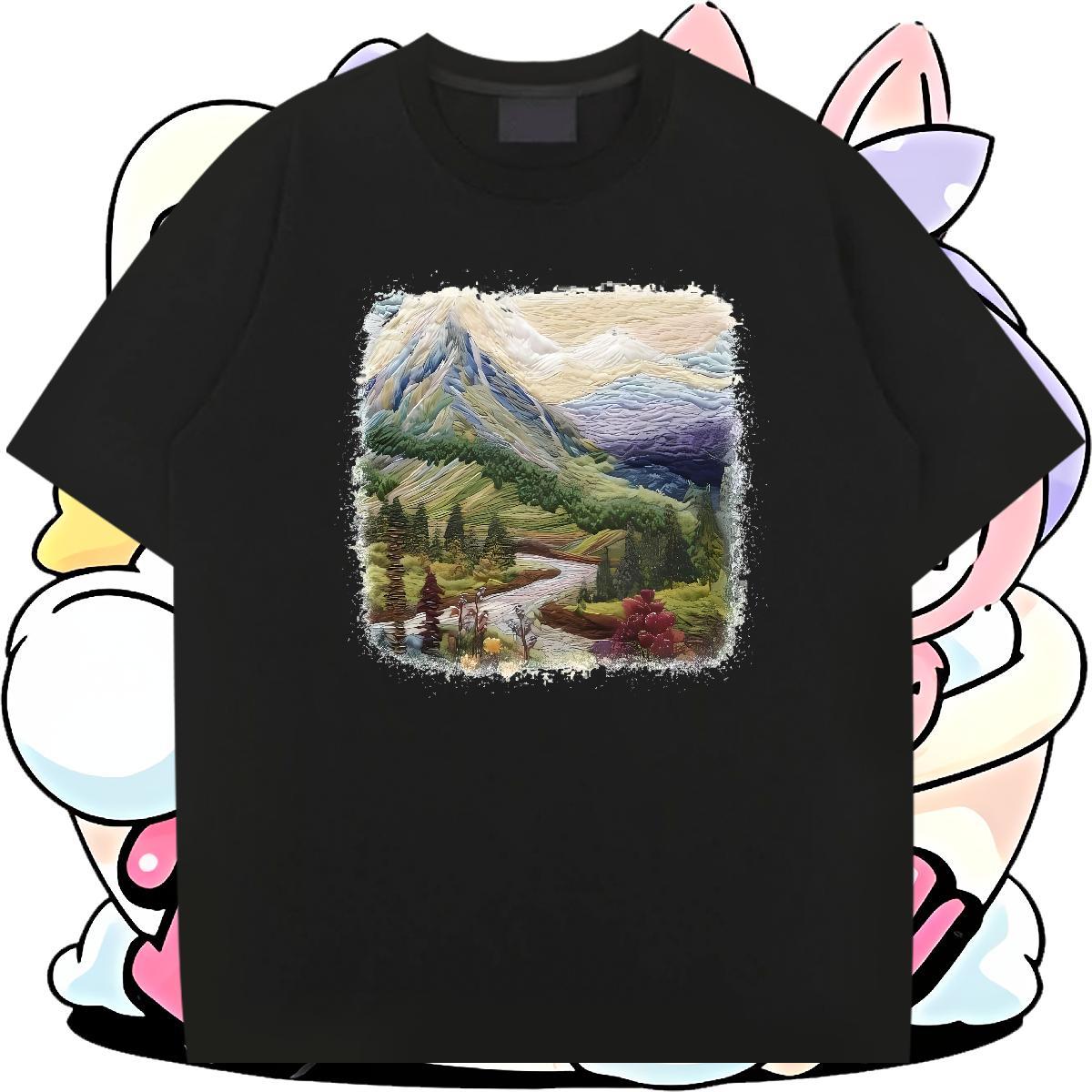 Classic T Shirts Men river Tee Shirt 230g 100% Cotton Summer Casual Soft Oversized 3XL 4XL Short Sleeve O-Neck Men Tshirts