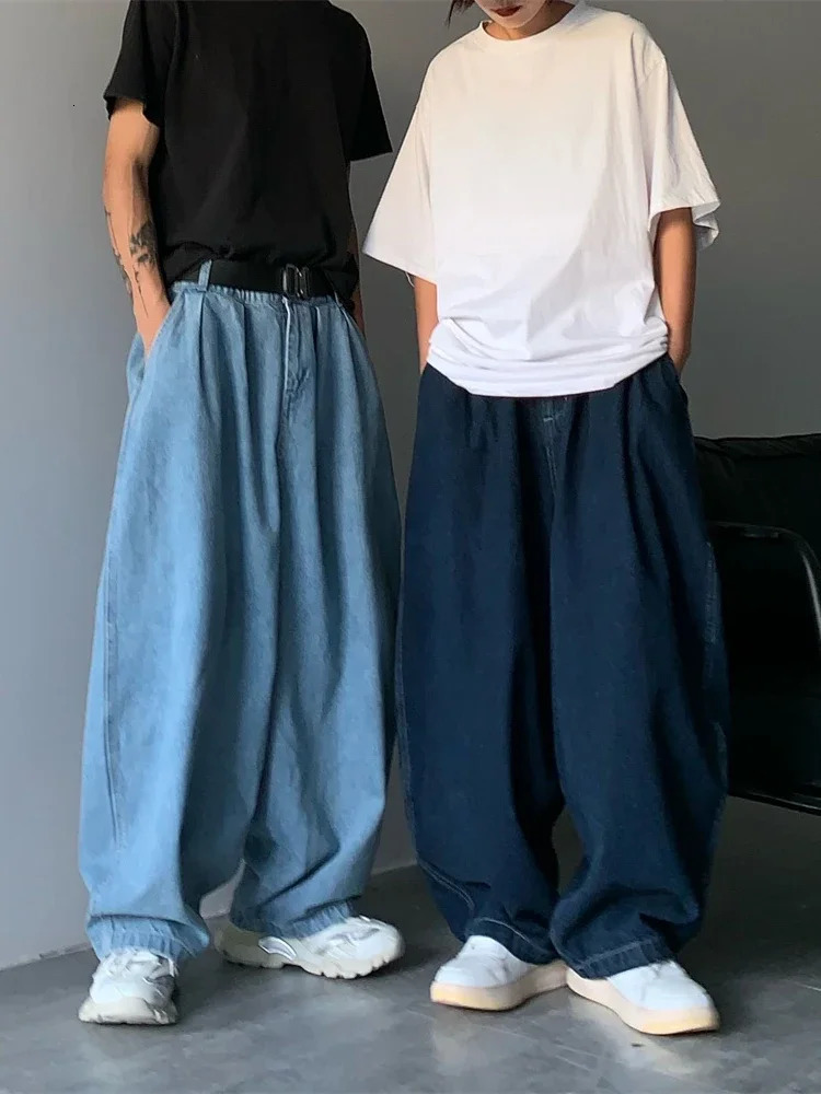 Straight Jeans Men Blue Loose Denim Trousers Neutral Y2K Jean Streetwear Casual Wide Jeans Mans Women Pants men Baggy men jeans 240816