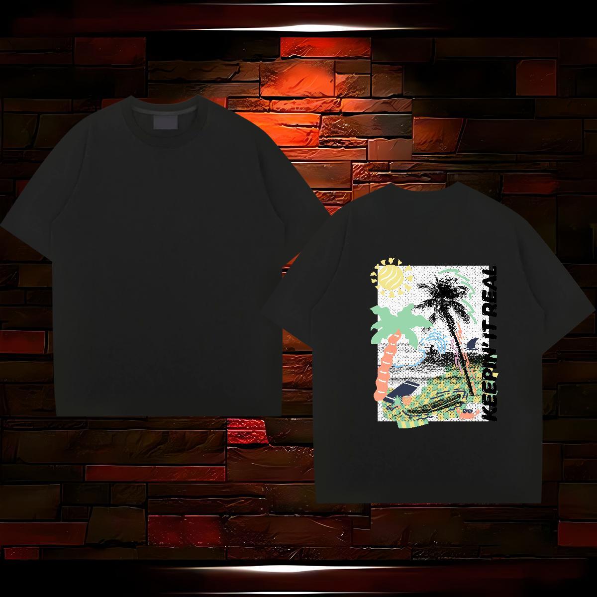 2024 New Mens T Shirts beach Tees Shirts 230g Pure Cotton Beach Comfortable Custom Cartoon O-Neck Short Sleeve Couples T Shirts