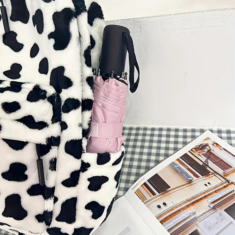 Cow Plush Korean style backpack womens retro Japanese original niche high school bag female college student class 240807