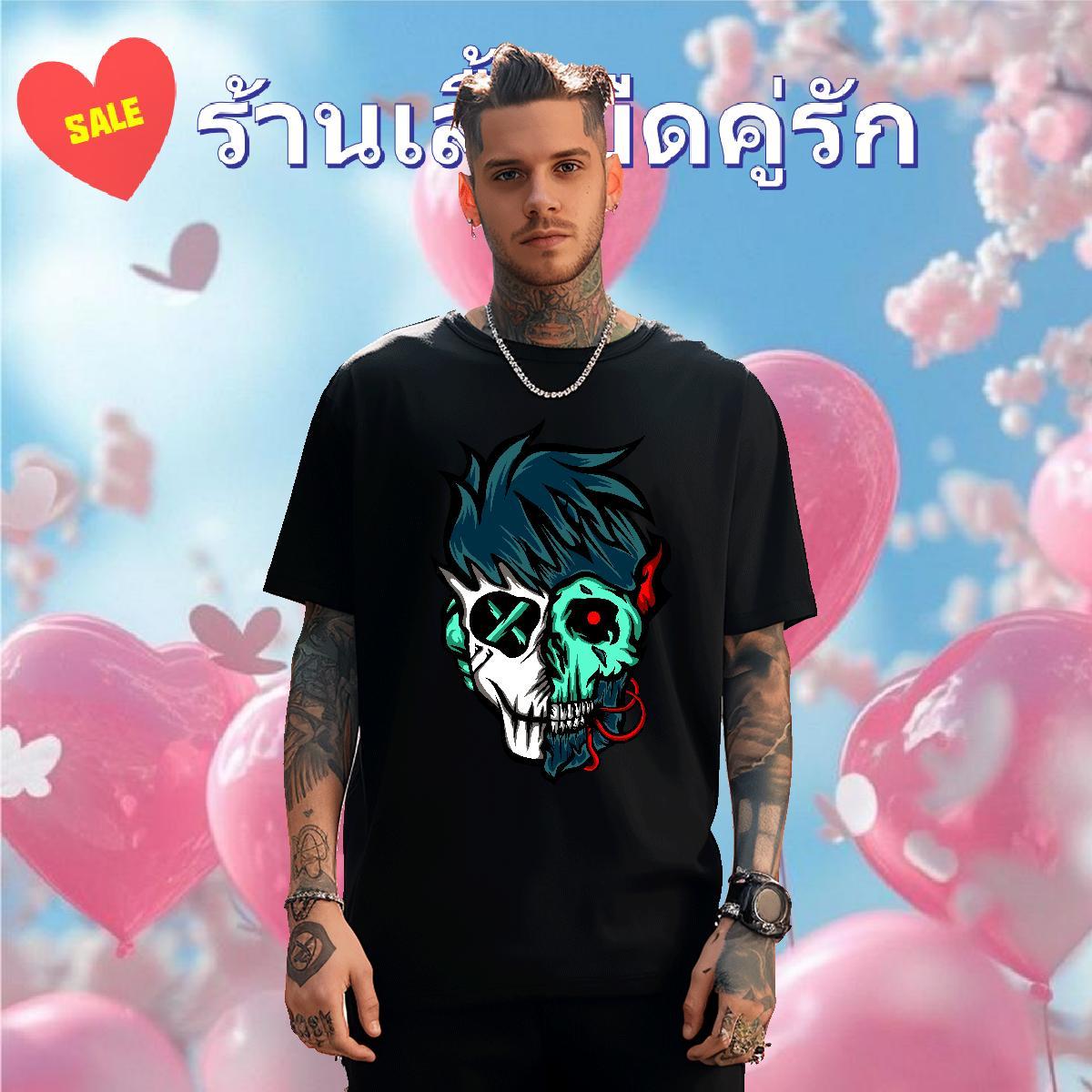 New Designer Man T Shirts skull Polos 230g Pure Cotton Casual Beach Soft Black White Round Neck Short Sleeve Men Tees