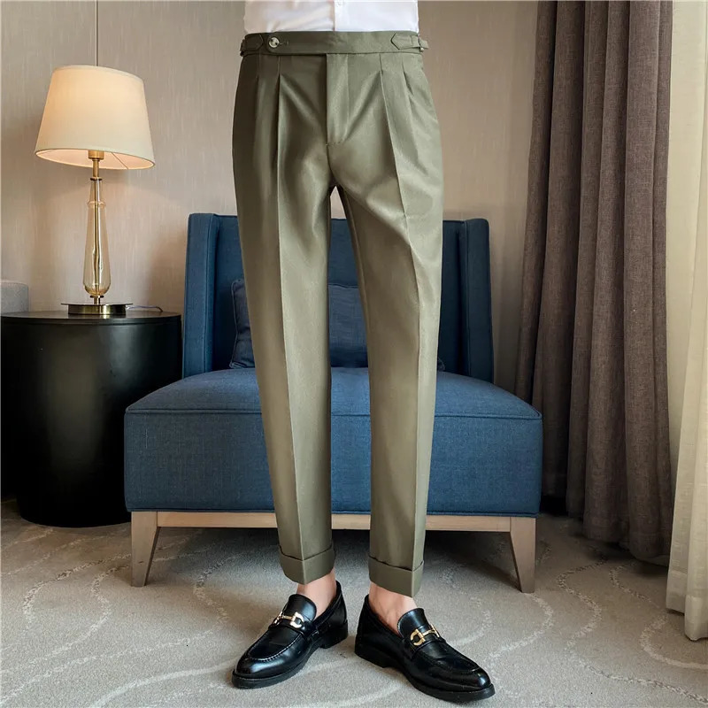Fashions Slim Fit Formal Trousers Mens Autumn Winter High Quality Business Casual Black Blue Stretch Long Pants 2936 240806