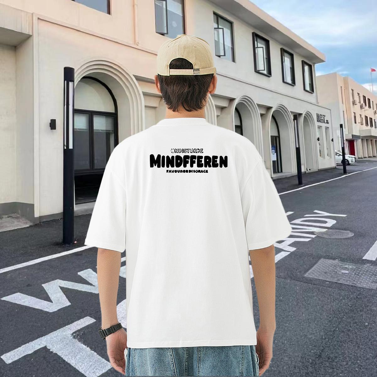 2024 T-Shirts for Men letter Clothes 230g Cotton Home Outdoor Popular DIY Anime Short Sleeve O-Neck Tshirt for Man Woman