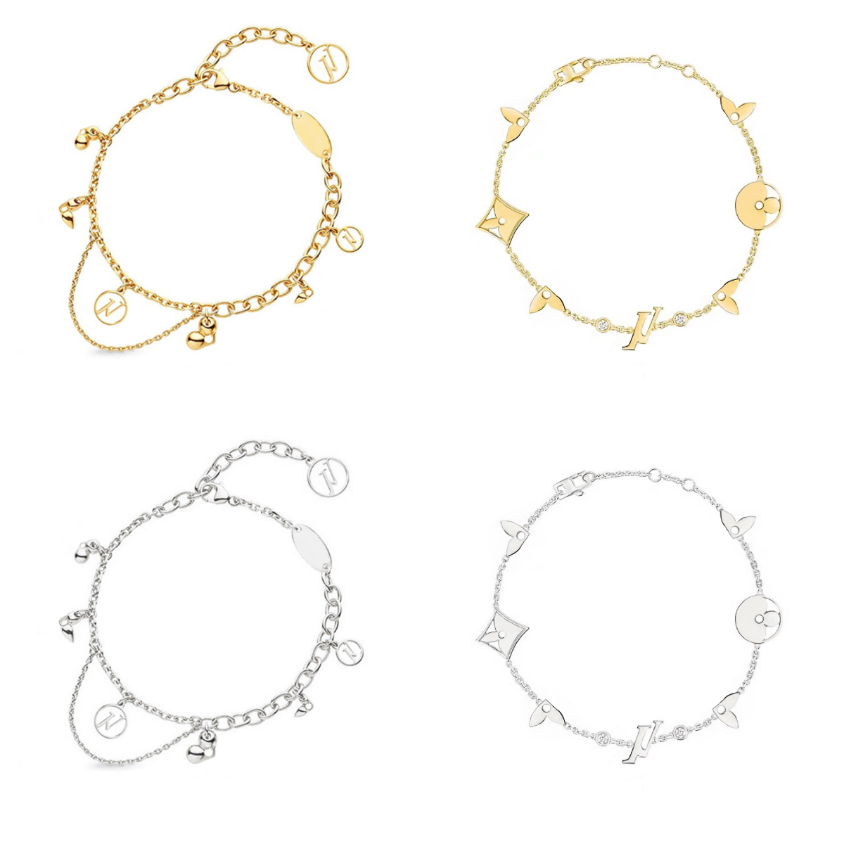 classic charm bracelet designer bracelet jewlery designer for women Letter Crystal Flower 18K gold bangle bracelets 925 sterling silver jewelry bijoux de luxe gift