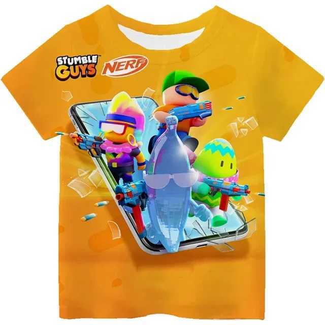 Stumble Guys game 3D printing childrens T-shirt childrens clothing Harajuku cartoon T-shirt casual and fun top girls and boys T-shirt setW240718