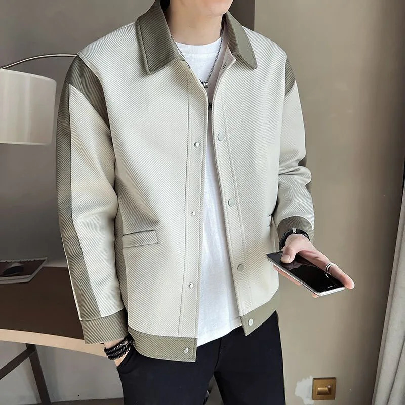 Spring and Autumn Fashion Trends Handsome Colorful Versatile Polo Collar Korean Casual Jacket Loose Fit Mens Jacket240806
