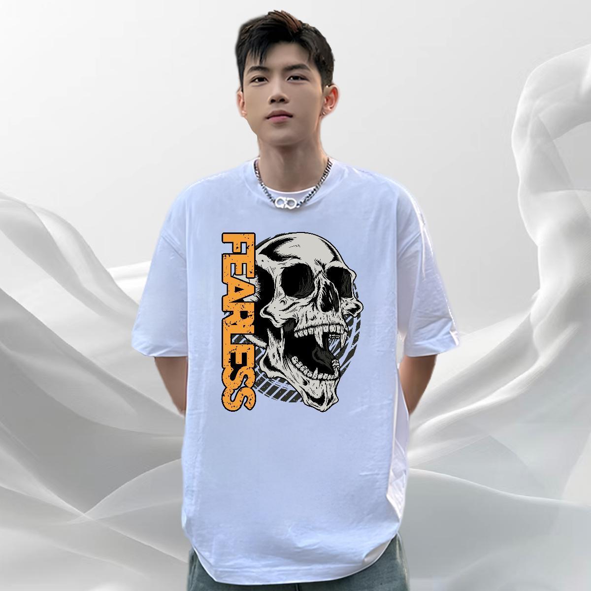 Designer Man T Shirts skull Tops Tees 230g Pure Cotton Hip Hop Loose Fit Cartoon Print Breathable Short Sleeve Couples T Shirts