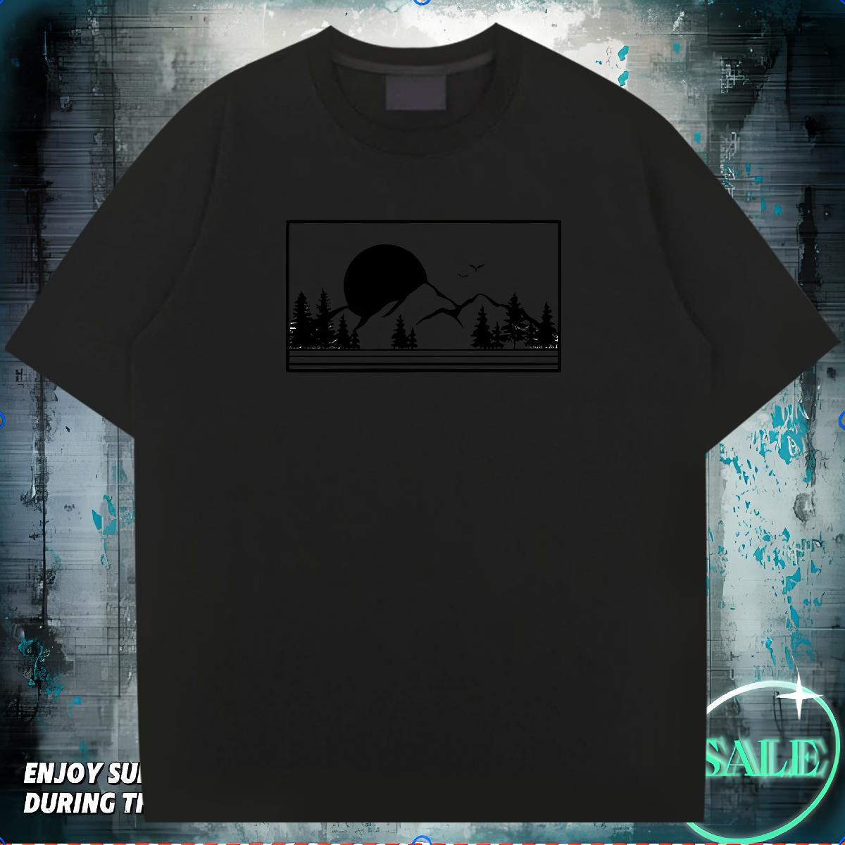 Free Shipping Man T Shirts mountains Tops 230g Cotton Street Soft Skull Breathable Soft Men Tshirts
