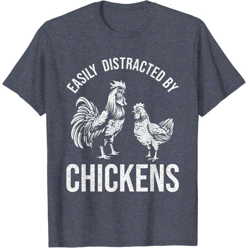 Mens T shirt Easily Distracted by Chickens Funny Farmer Design T-Shirt shirts tshirt graphic tee Casual tops summer clothes Short sleeve Free shipping