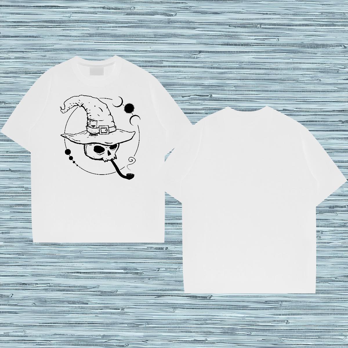 Fashion T Shirts Men skull Clothings 230g 100% Cotton Casual Daily Wear Unisex Floral Print Breathable Short Sleeve Tshirt for Man Woman