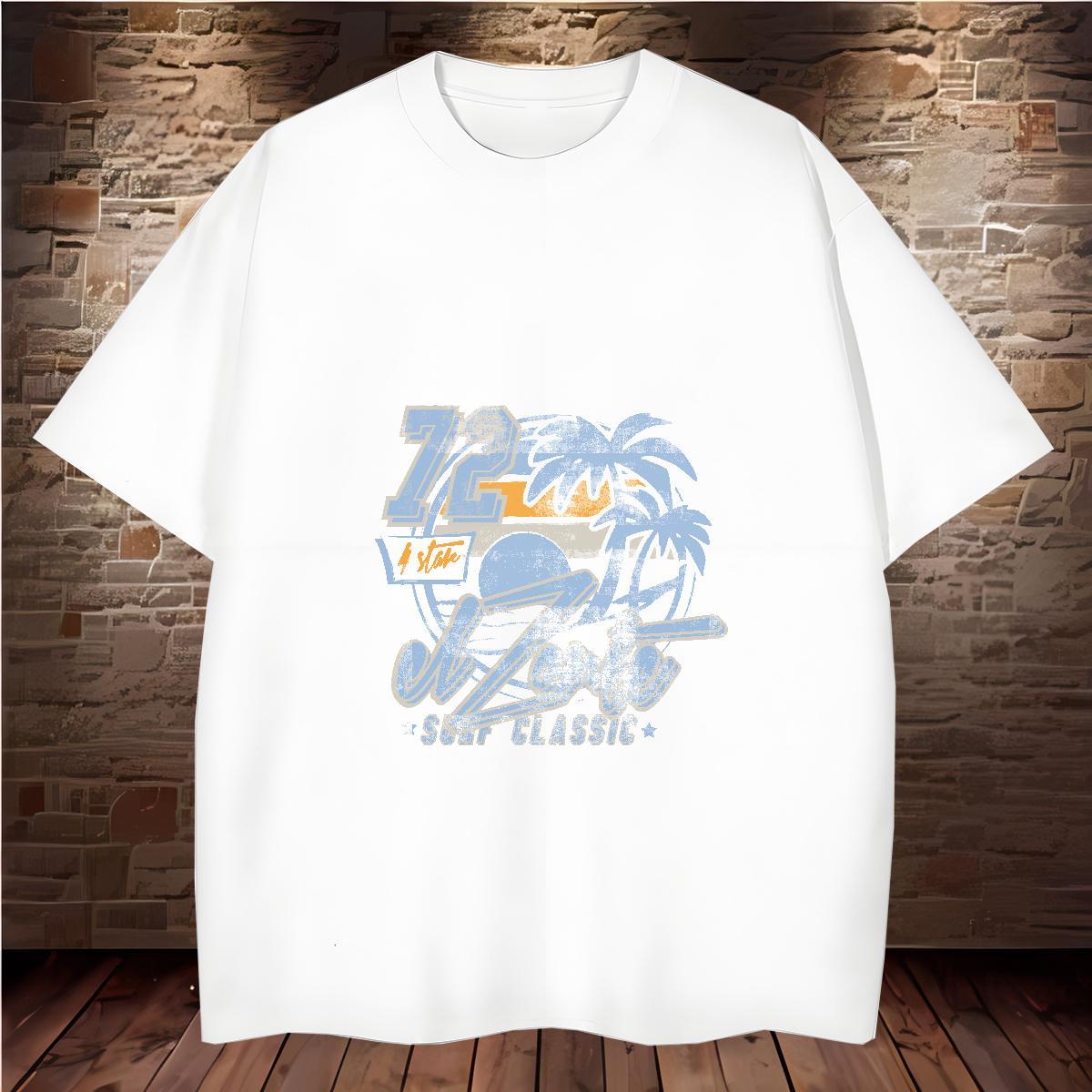Brand Men T Shirts beach Tops 230g 100% Cotton Sports Casual Unisex DIY Printed Breathable Short Sleeve Men Clothes T-Shirt