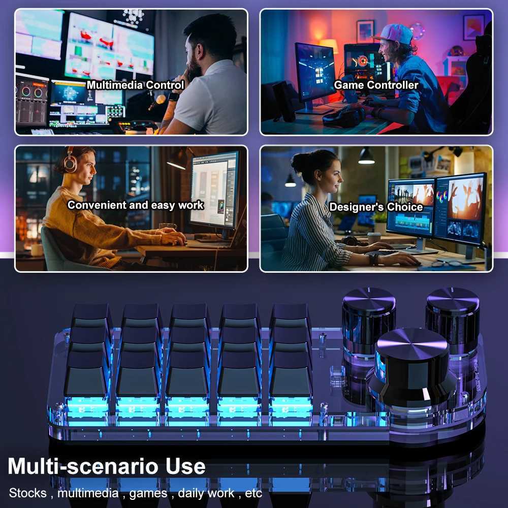 15 Key 3 Knob Programming Custom Macro Keyboard RGB Mechanical Keyboard For Mechanical Hotswap Macropad Photoshop Gaming KeypadM240715