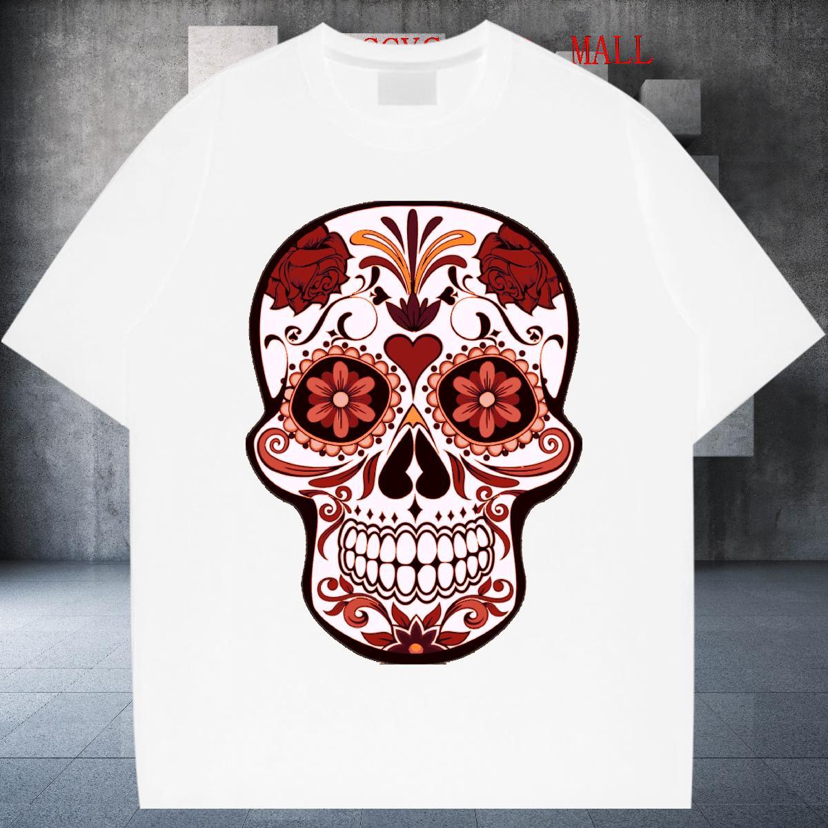 Fashion Designer T shirt skull Top Tees 230g 100% Cotton Street Classic Anime Print Breathable Short Sleeve Men Tees