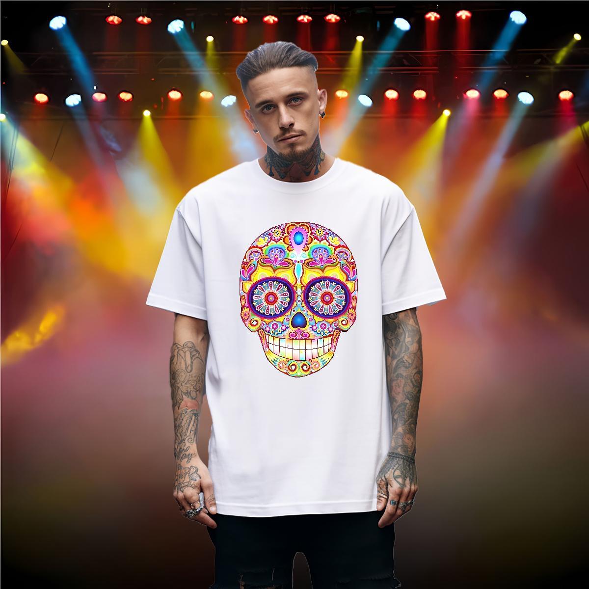 DIY T shirt skull Polos 230g 100% Cotton Outdoor Free Shipping Asian Size Breathable Soft Men Tees