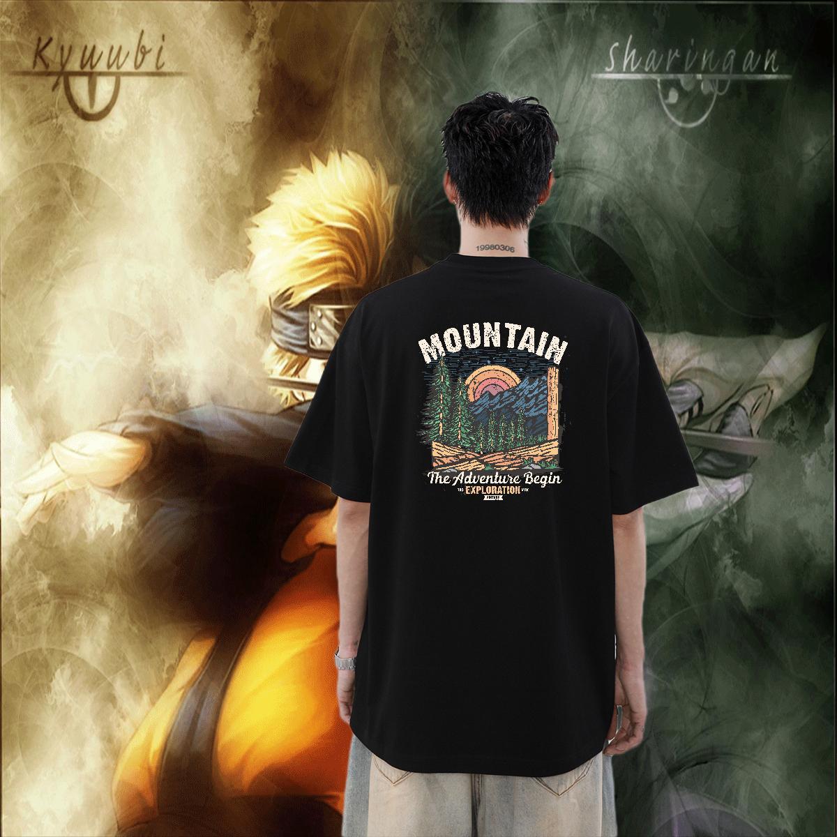2024 DIY Man T Shirts mountains Tops Shirt 230g Cotton Casual Daily Wear Cool Design Customized Print O-Neck Short Sleeve Men Tops Tees