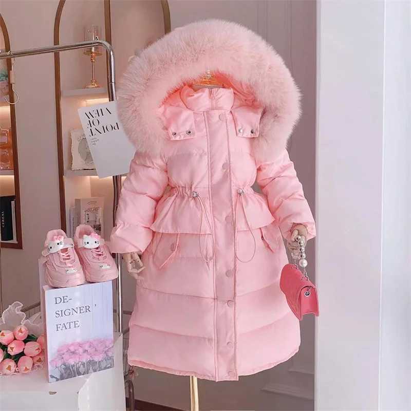 Womens down jacket cotton windproof jacket 2024 vintage warm thick velvet winter ski jacket plus size childrens clothing X2411151