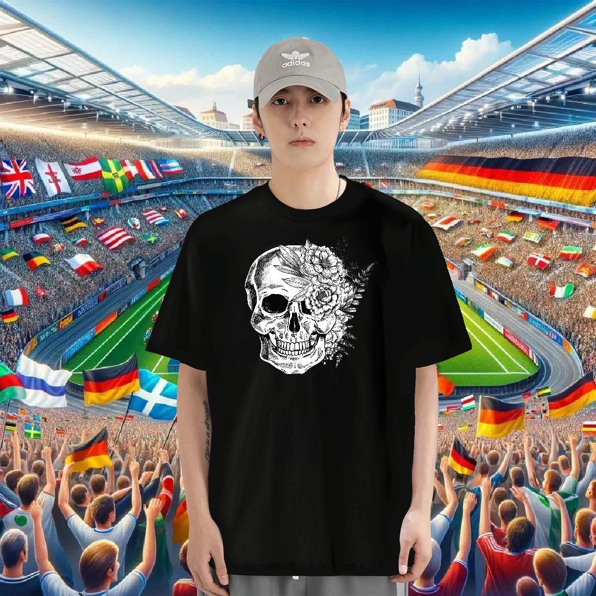 Custom T-Shirts skull Wear 230g Cotton Street Classic Black White Pure Cotton Tshirts