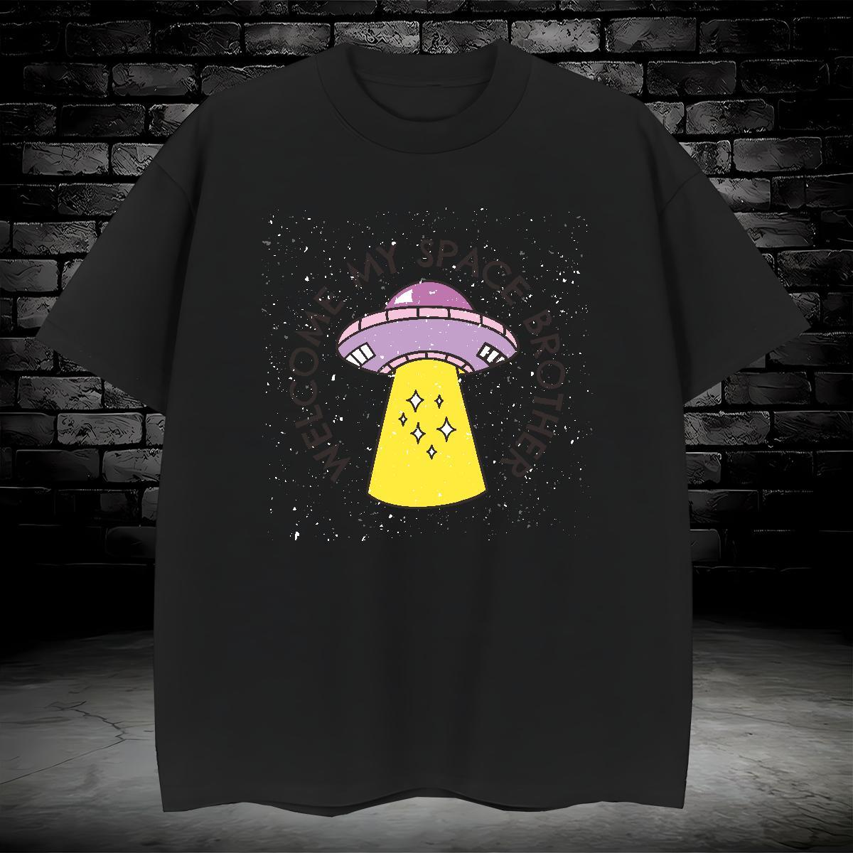 Custom T Shirt For Man UFO Polos 230g 100% Cotton Casual Beach Cool Design DIY Printed Crew Neck Tshirts