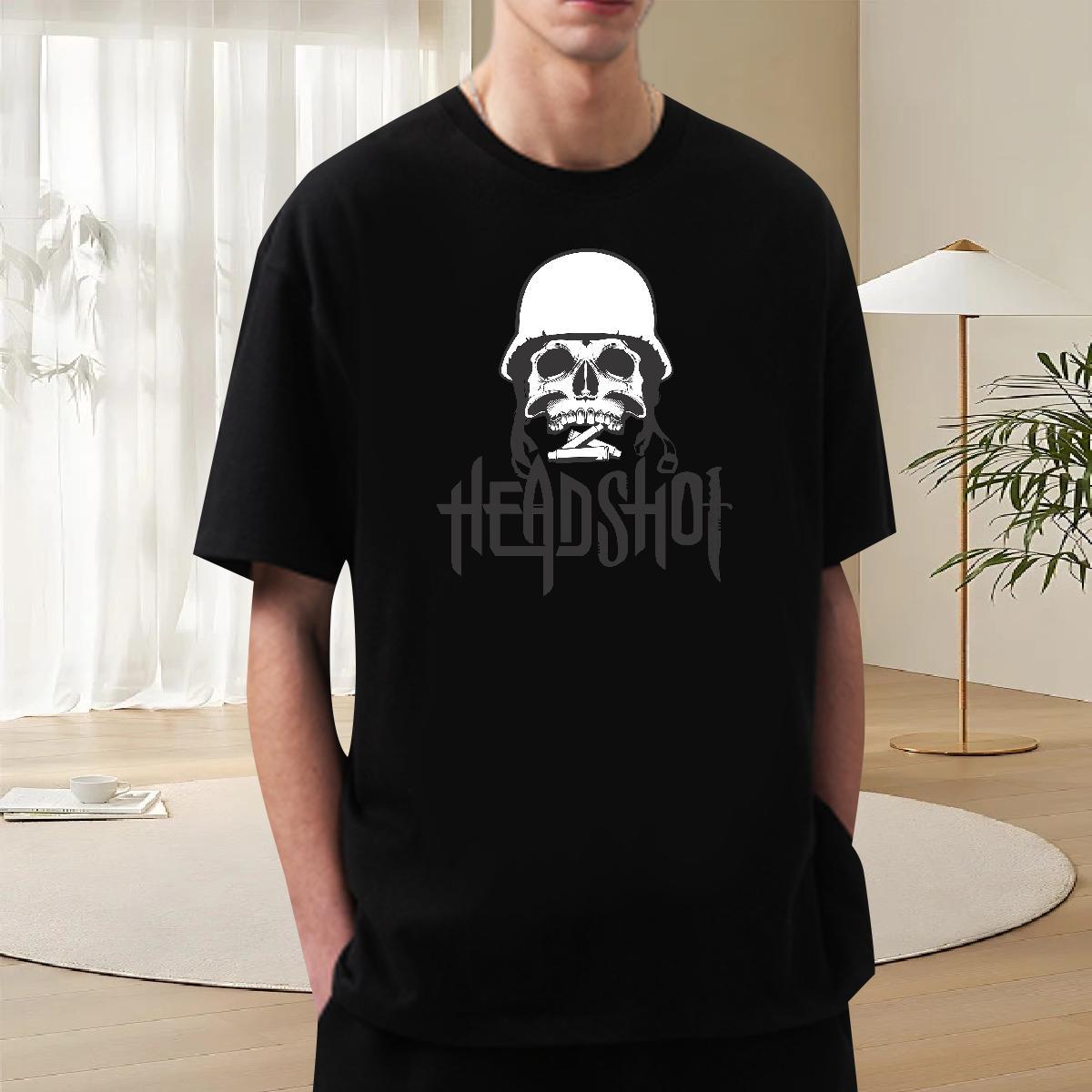 Casual New T-Shirts skull Polos 230g Pure Cotton Casual Daily Wear Cool Oversized 3XL 4XL Breathable Short Sleeve Men Tshirts