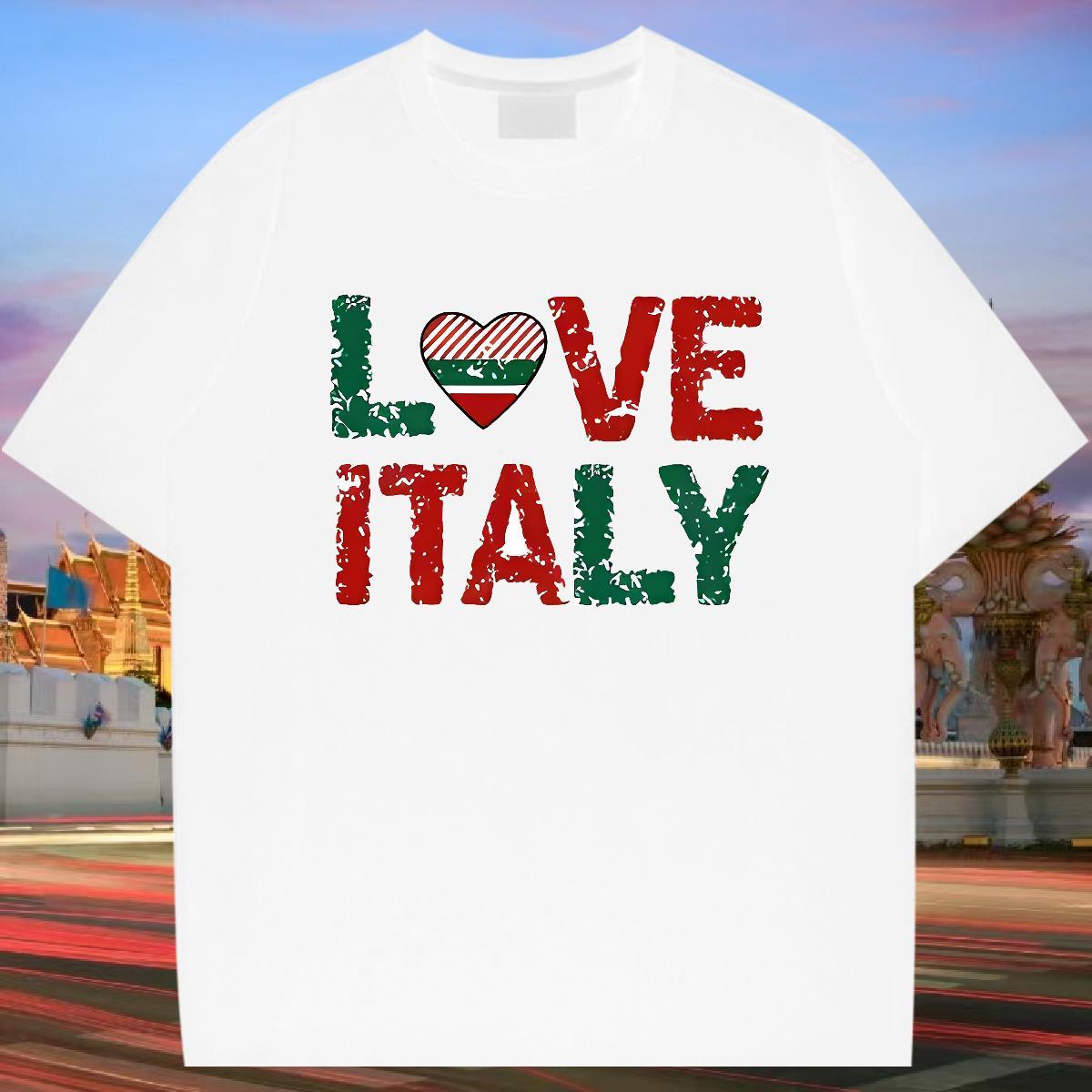 New T Shirt For Man letter Tee Shirt 230g Pure Cotton Daily Outfit Unisex Cartoon Print O Neck Short Sleeves Men Tops Tees