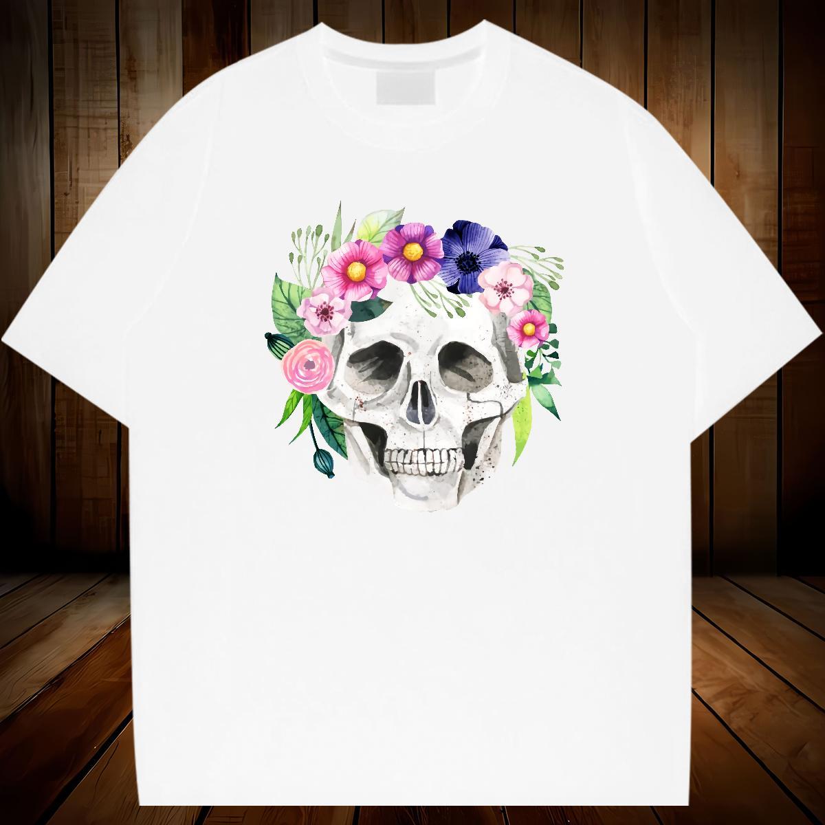New Man T Shirts skull Tshirts 100% Cotton 230g Sport Unisex Custom Print Plus Size Breathable Crew Neck Men Clothes T-Shirt