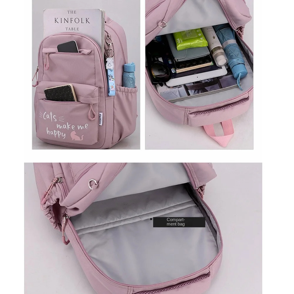 Large capacity school backpack cute nylon material lightweight waterproof and breathable Rucksack youth 240807