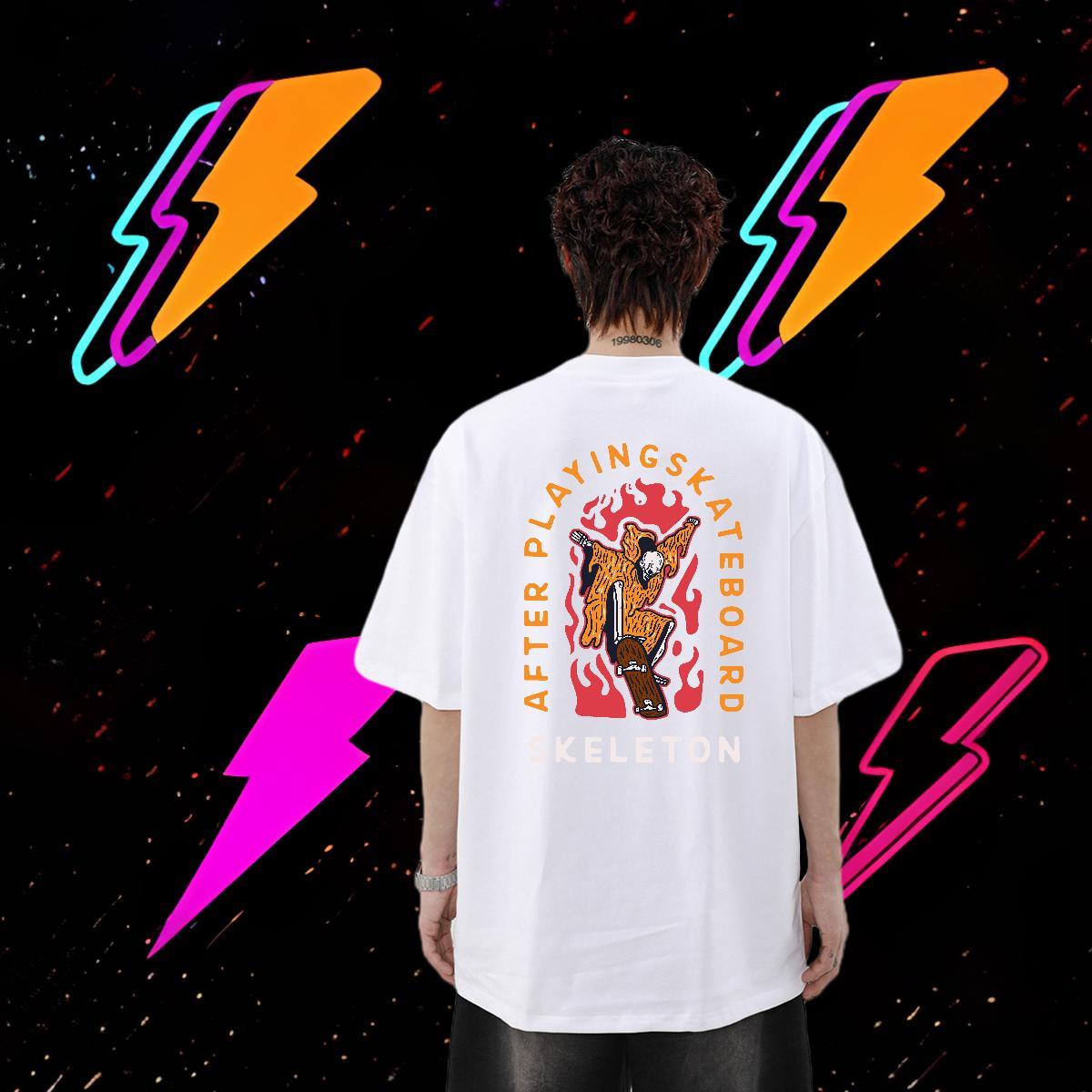 Fashion Designer T-Shirts for Men skull Tee Shirt 100% Cotton 230g Hip Hop Loose Oversized Breathable Crew Neck Men Tshirts