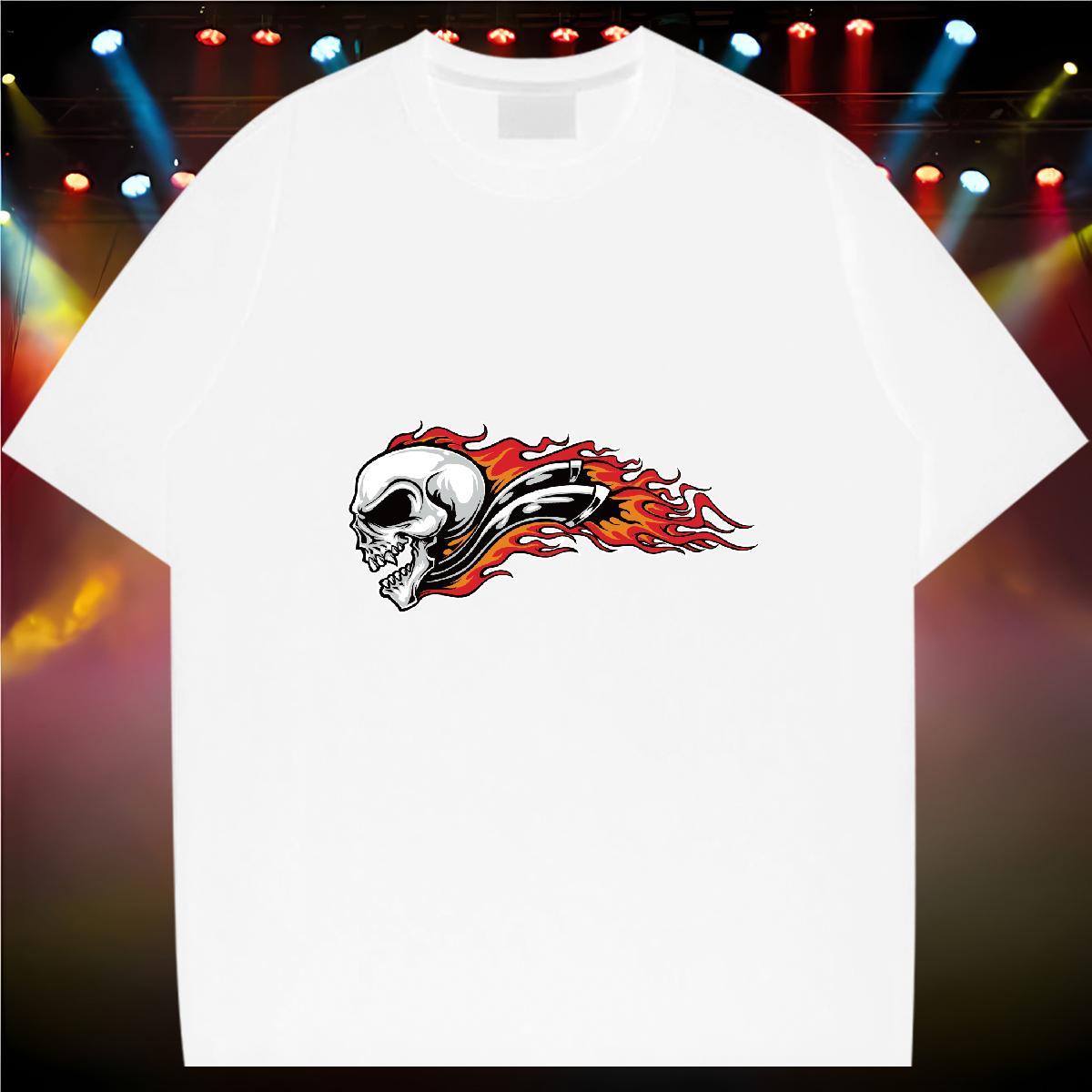 Free Shipping Man T Shirts skull Clothes 230g 100% Cotton Sport Popular Custom Cartoon Breathable Mens Tshirts