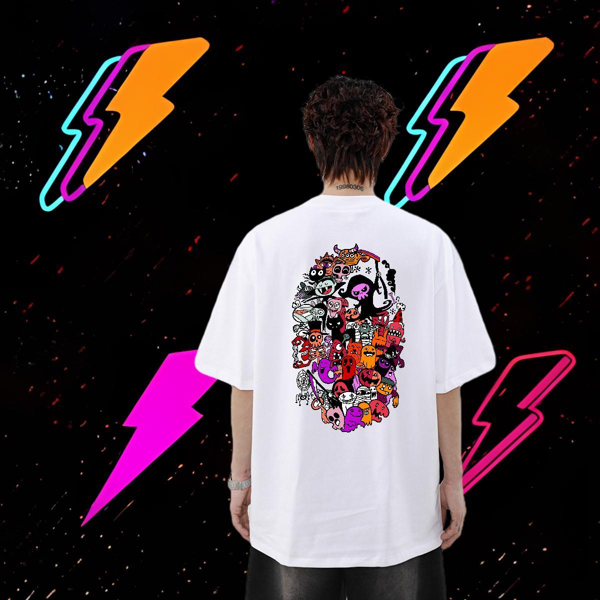 Designer Men T Shirts skull Tops Tees 230g Cotton Hip Hop Street High Quality Floral Print Breathable Short Sleeve Men Tees