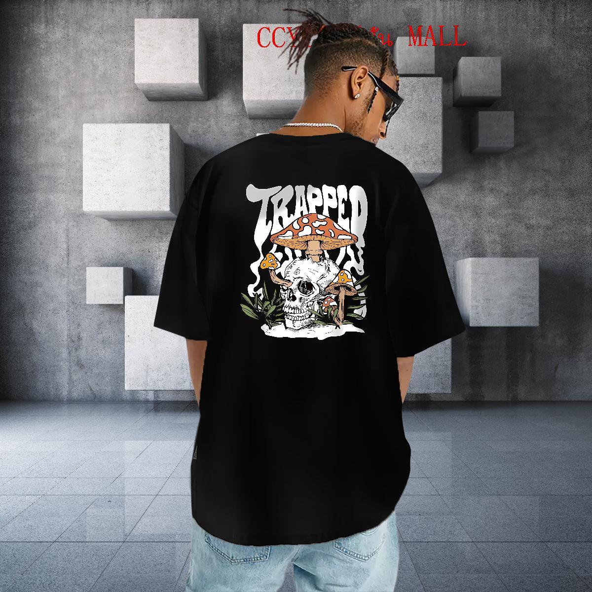DIY T-Shirts skull Tees 230g 100% Cotton Hip Hop TOP Quality Anime Print Breathable Soft Tshirt for Man Woman