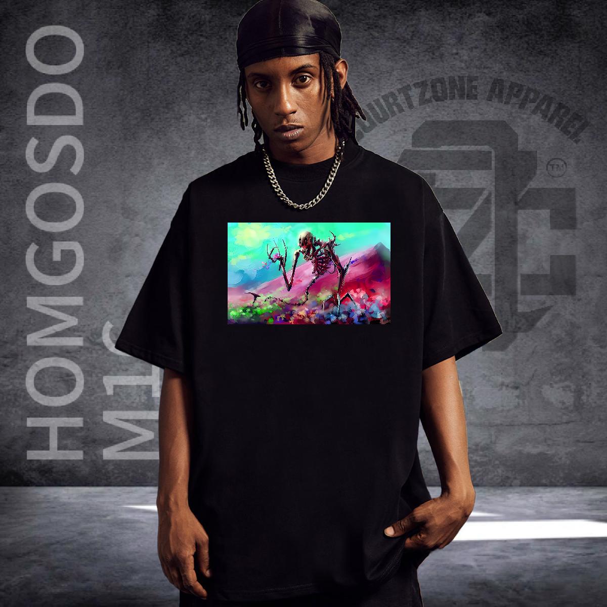 New Arrival T-Shirts skull Clothes 230g 100% Cotton Home Outdoor Comfortable DIY Printed Pure Cotton Men Clothes T-Shirt