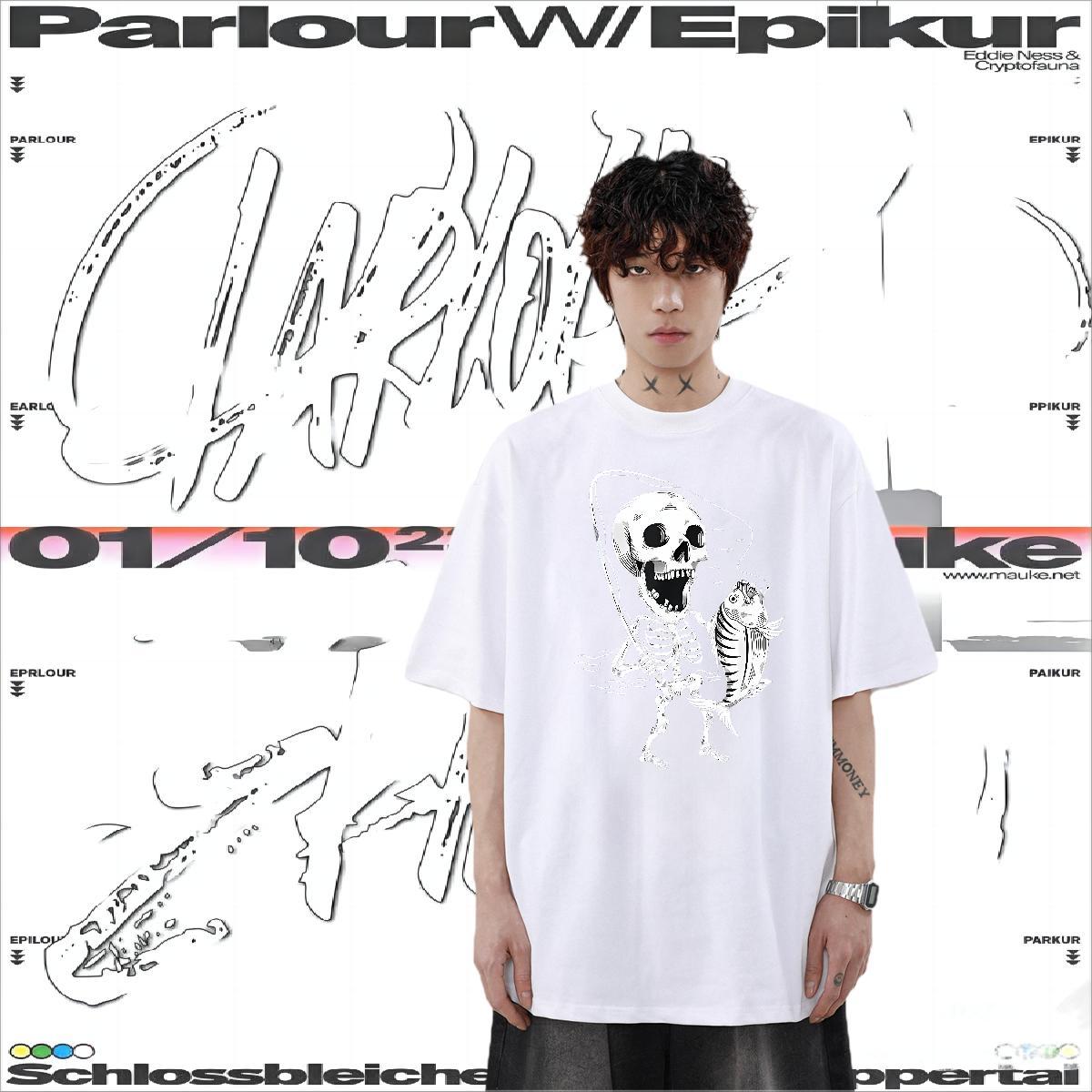 Factory Direct T-Shirts for Men skull Clothes 100% Cotton 230g Sport Unisex Customized O Neck Short Sleeves Tshirts