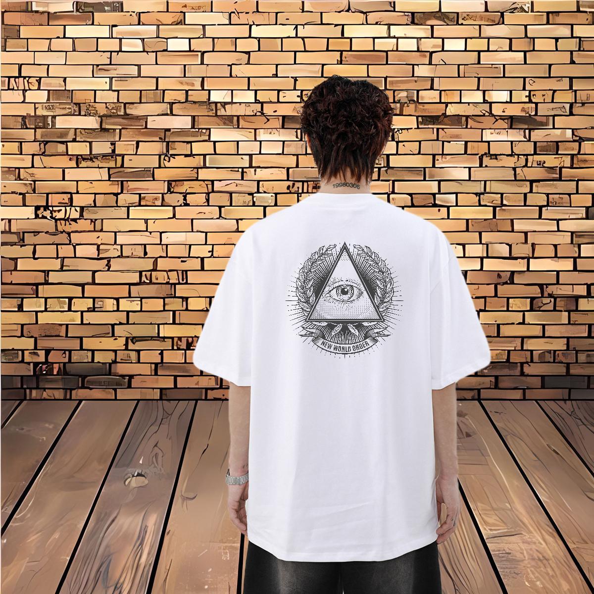 Wholesale T shirt eye of the devil Tshirts 230g Cotton Summer Casual Cool Custom Printing Breathable Short Sleeve Mens Tshirts