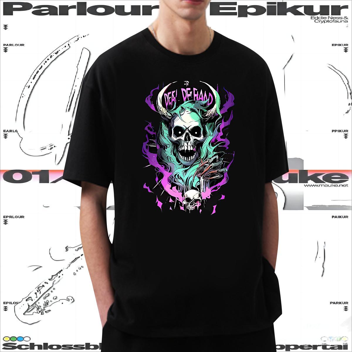 Fashion Casual T-Shirts skull Tops 230g 100% Cotton Casual Daily Wear Loose Custom Cartoon Short Sleeve Soft Men Tees