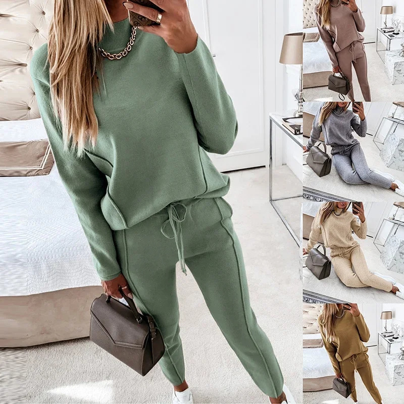 Autumn Women Tracksuit Sweatshirt Drawstring Pants Suit Female Fashion Ladies Casual Loose Long Sleeve Pullover Sports Set 240807