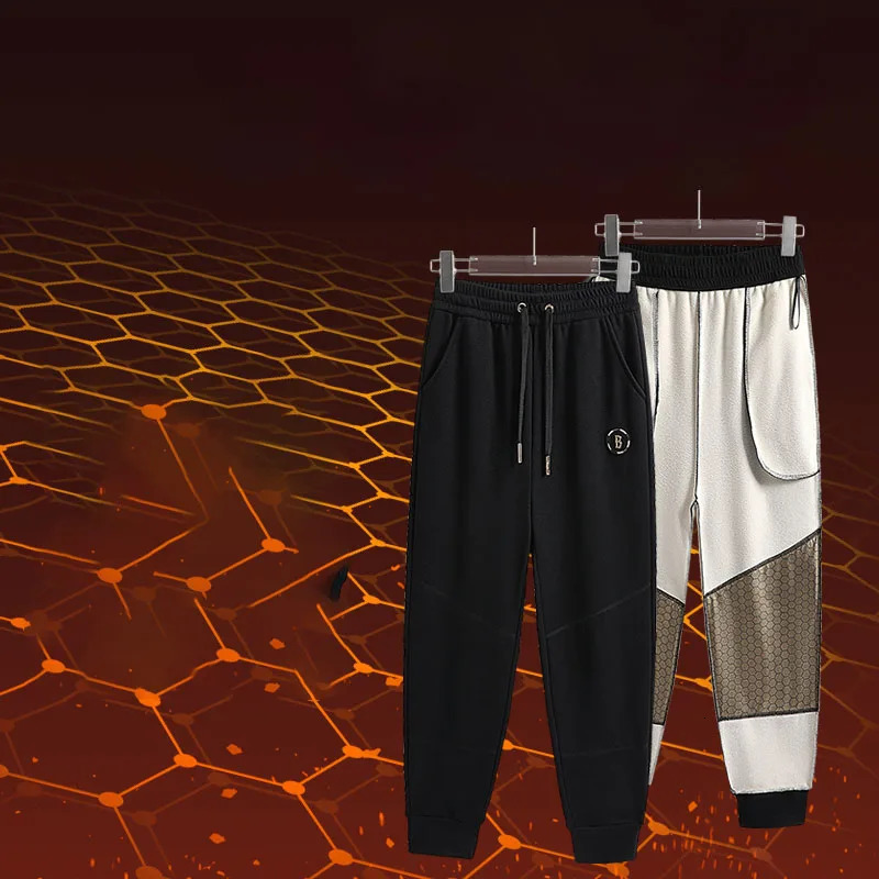 Winter Mens Velvet Thickened Fashion Drawstring Elastic Waist Strap Solid Color Loose Casual Versatile Long Pants 240806