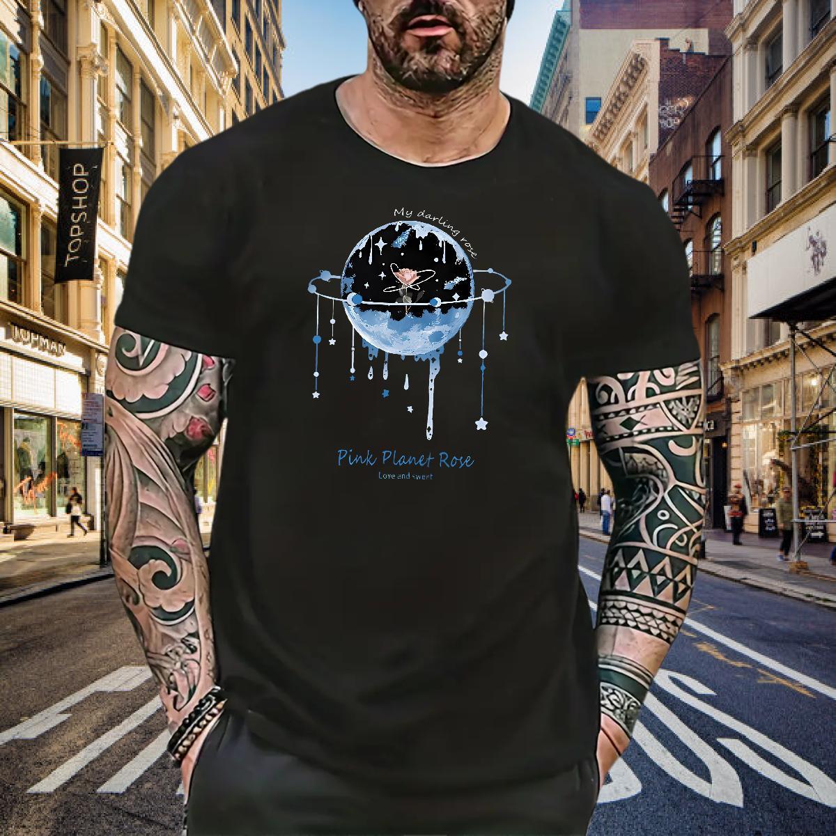 Casual New T-Shirts star Tops Shirt 230g Cotton High Street Hip Hop Loose Fit DIY Anime Breathable Soft Mens Tshirts
