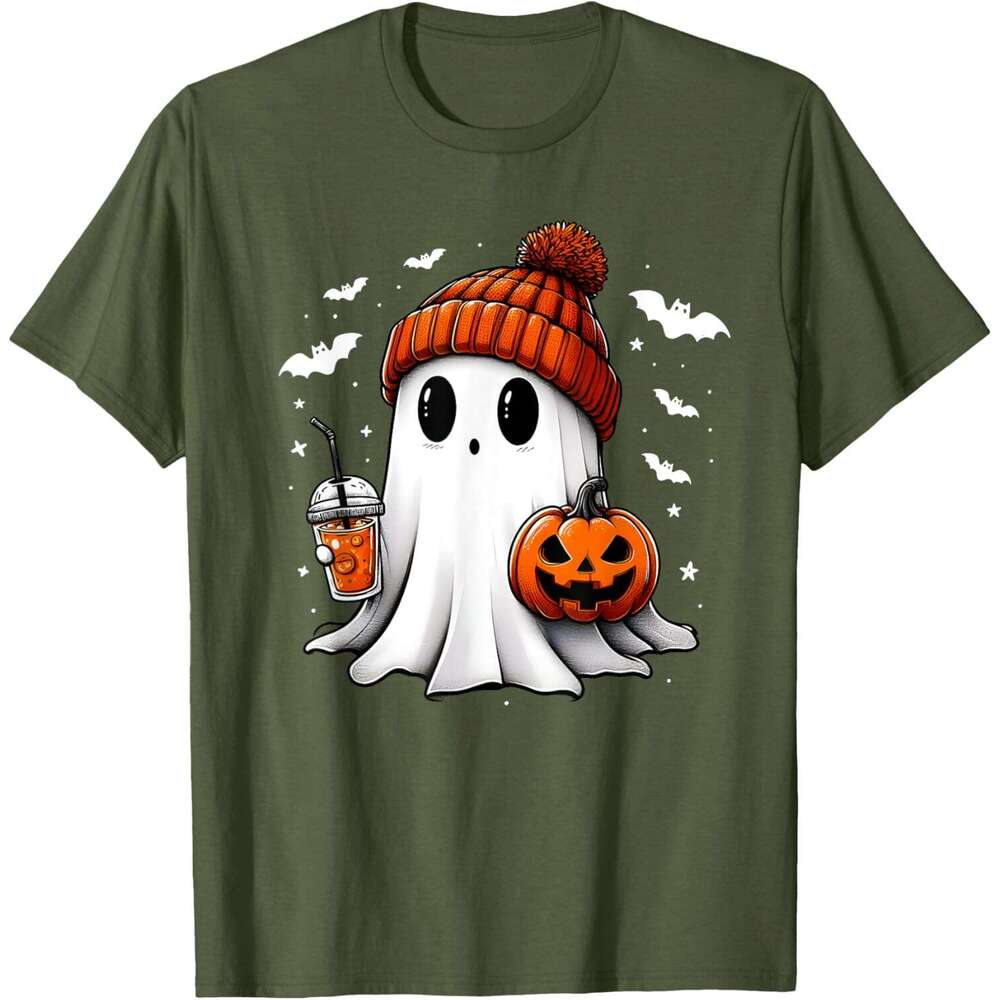 T shirt for Mens cute halloween ghost drink pumpkin T-Shirt shirts tshirt graphic tee Casual tops summer clothes Short sleeve 2025