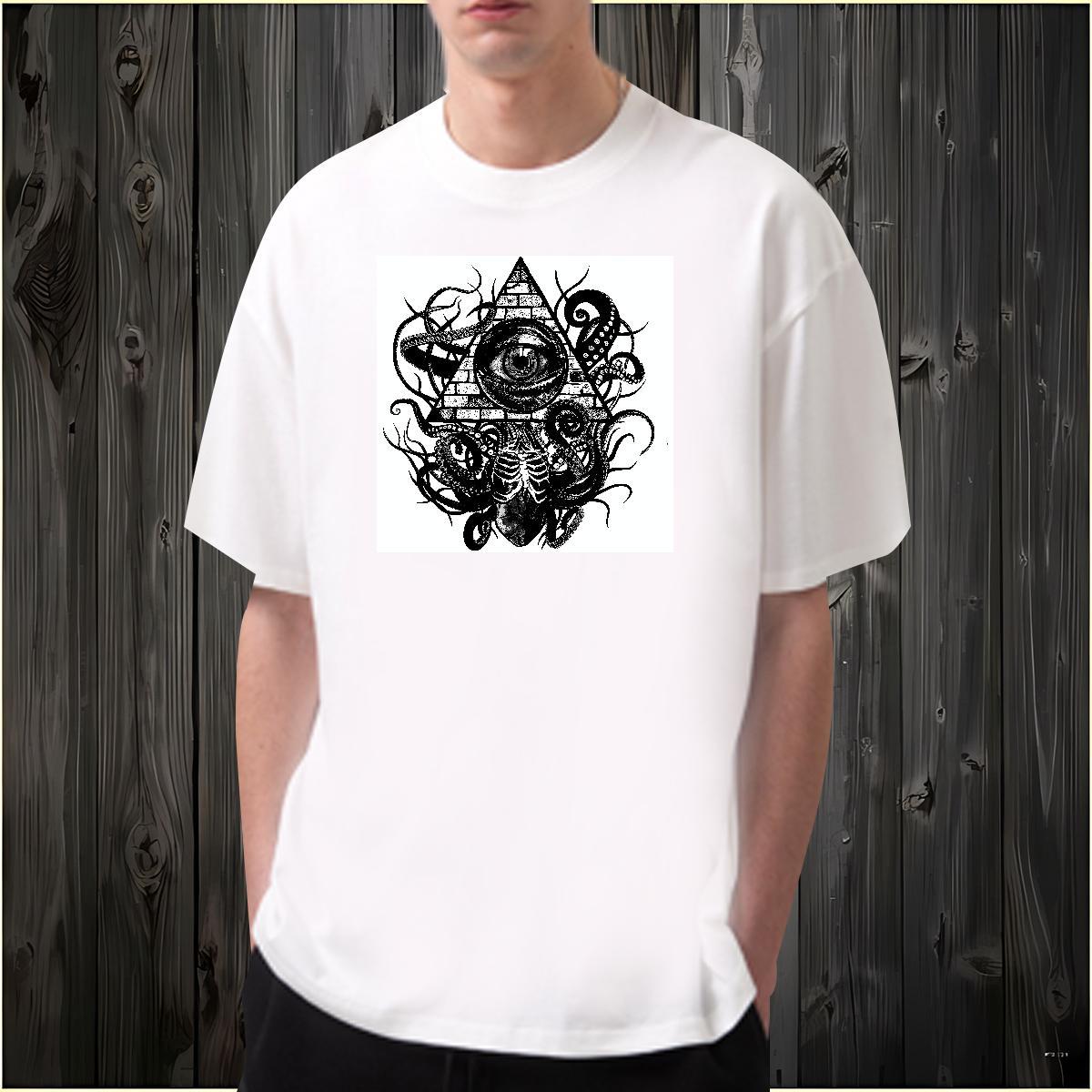 Classic Casual Mens T Shirts eye of the devil Tops Tees 100% Cotton 230g Sports Casual High Quality Customized Breathable Crew Neck Tshirts