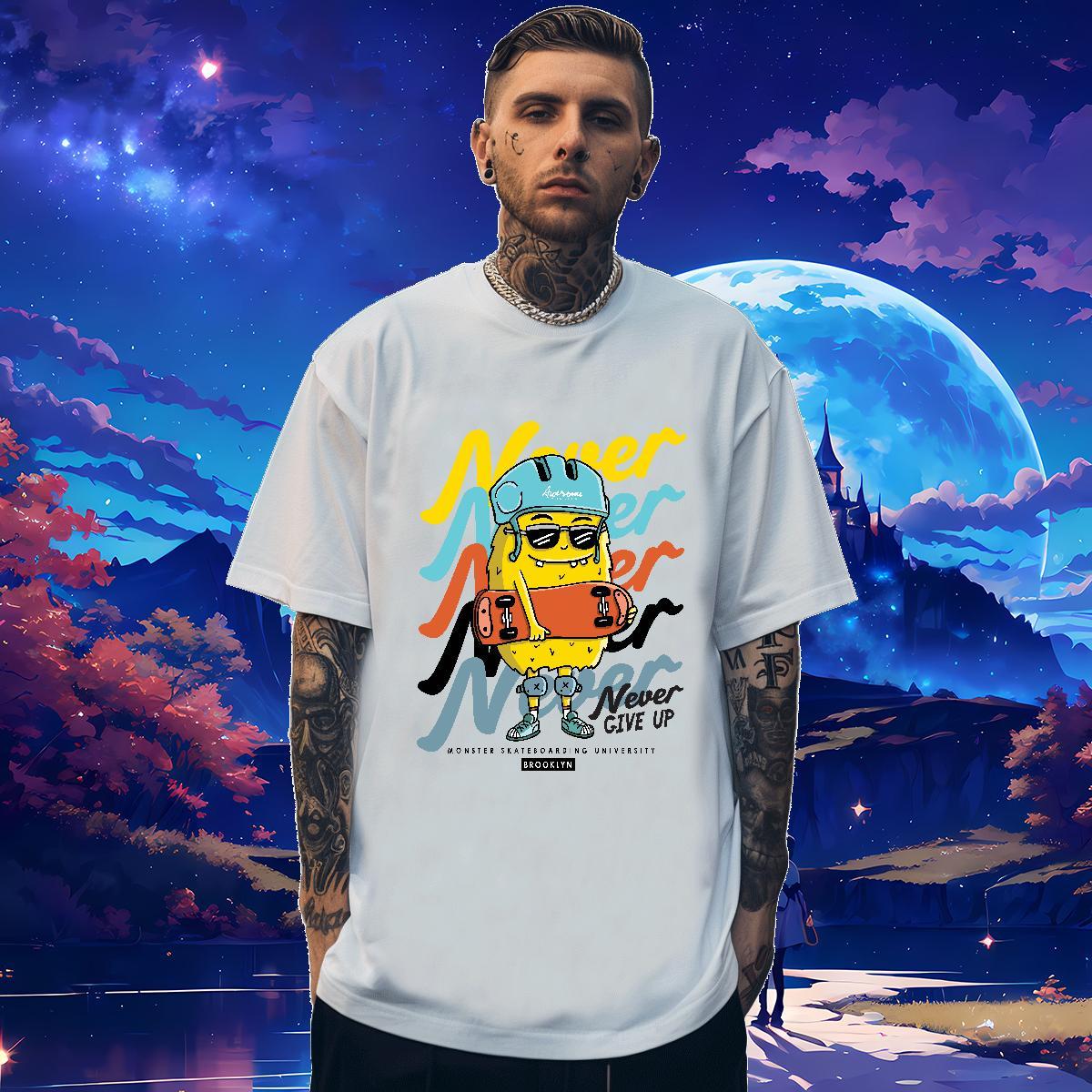 New Mens T Shirts ET Tops Shirt 230g 100% Cotton Daily Wear Loose Customized Print O-Neck Short Sleeve Mens Tshirts